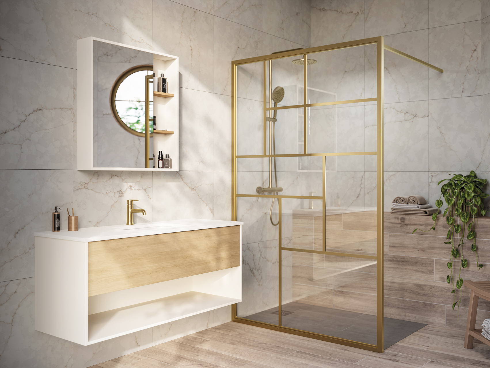 La douche walk in sans niche ni rangement integre