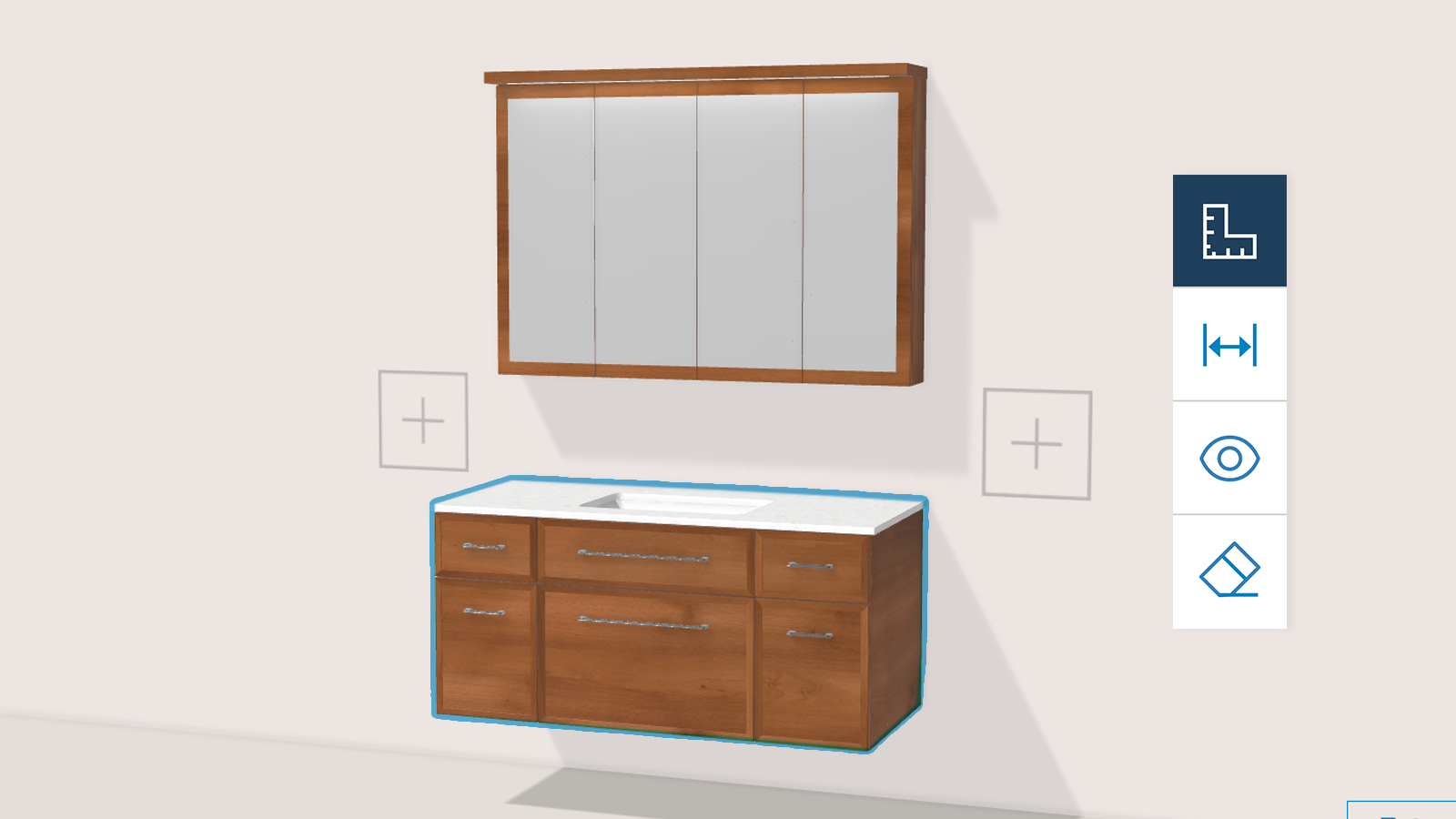 Off-centered wall-mount vanity with 2 doors | Vanico-Maronyx