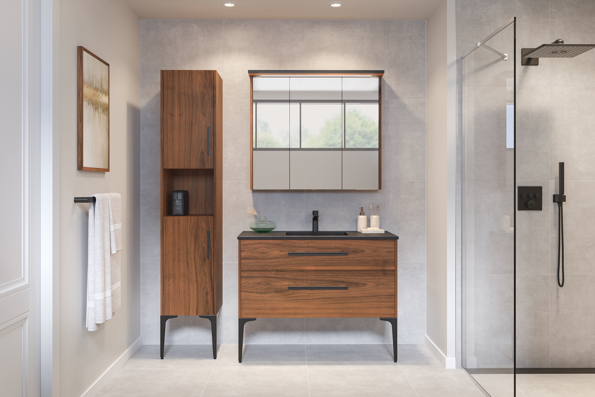 Oiled walnut with Black tempal Trend quartz